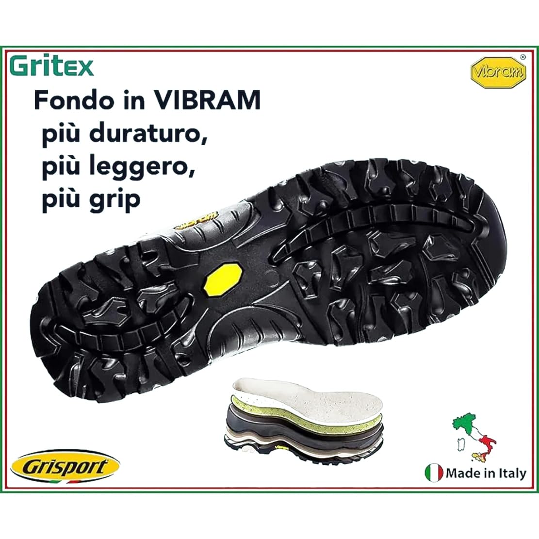 Grisport scarponcini trekking uomo WOLF TREK impermeabili membrana GRITEX scarponi da trekking fondo VIBRAM