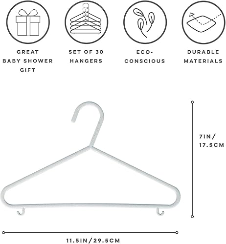 Miniatura 2 de 3 Sprouts Perchas de plástico sostenible con paja de trigo para niños y niños  Paquete de 30 perchas para ropa de bebé para la organización del