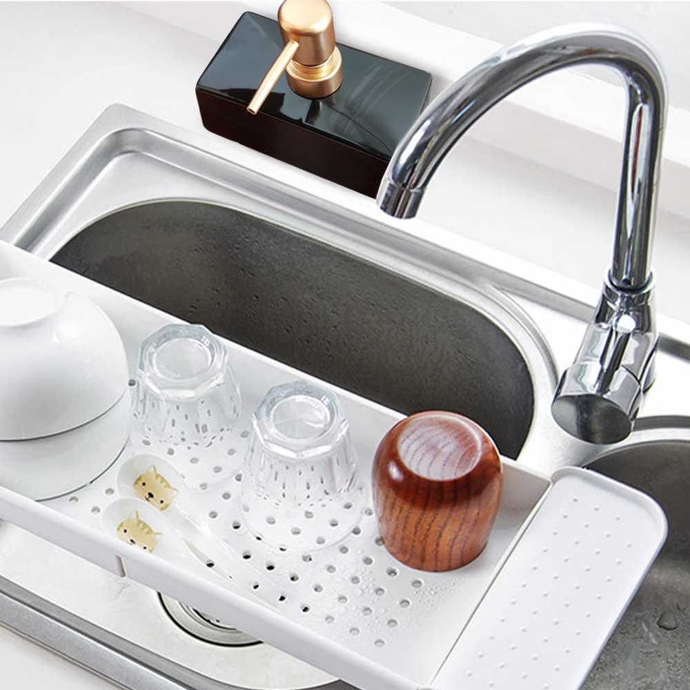 Modern Soap Dispenser with Matte Golden Pump for Bathroom, 13.5 oz Ceramic Rectangle Lotion Dispenser, Refillable Dish Soap Dispenser (Black)