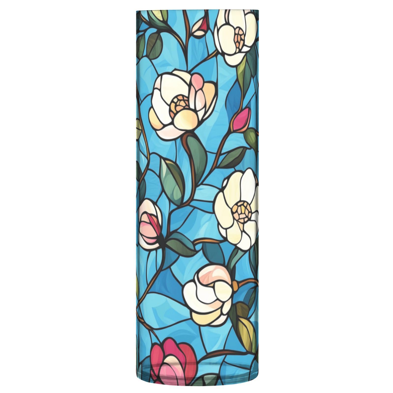 Jarrón decorativo para interiores con diseño de rosas esculpidas y silueta cilíndrica