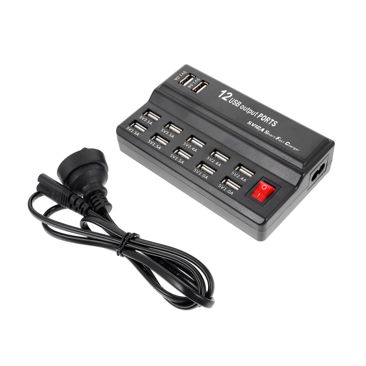 Homoyoyo Estación de Carga USB Inteligente de con Cable Europeo Cargador Múltiple para Móviles y Dispositivos Base de Enchufes Múltiples para Hogar y Oficina