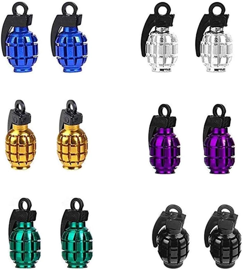 N\A 12 Pcs Tyre Valve Caps Metal Grenade Shaped Tire Dust Cap Aluminium Valve Stem Caps for Car Motorbike Trucks Bike