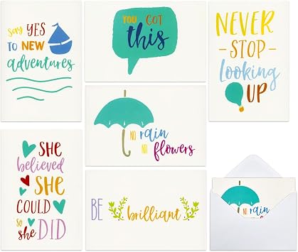 Best Paper Greetings Inspirational Quote Thank You Cards & Envelopes - Blank Cards & Envelopes for Personalized Messages - Encouraging Coworker Thank You Notes - 4"x 6", 48 Count, Multicolor