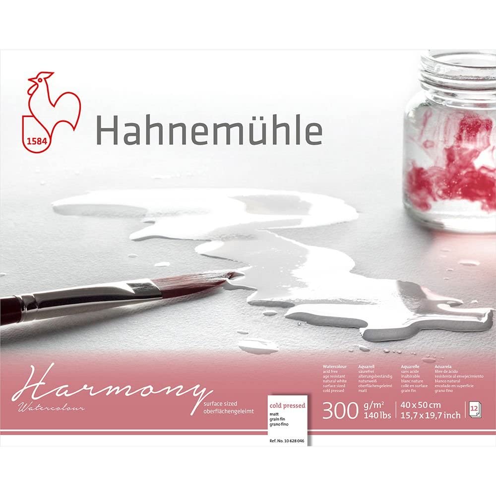 Hahnemühle Harmony, matter Aquarellblock, oberflächengeleimt, naturweiß, 300 g/m², 12 Blatt