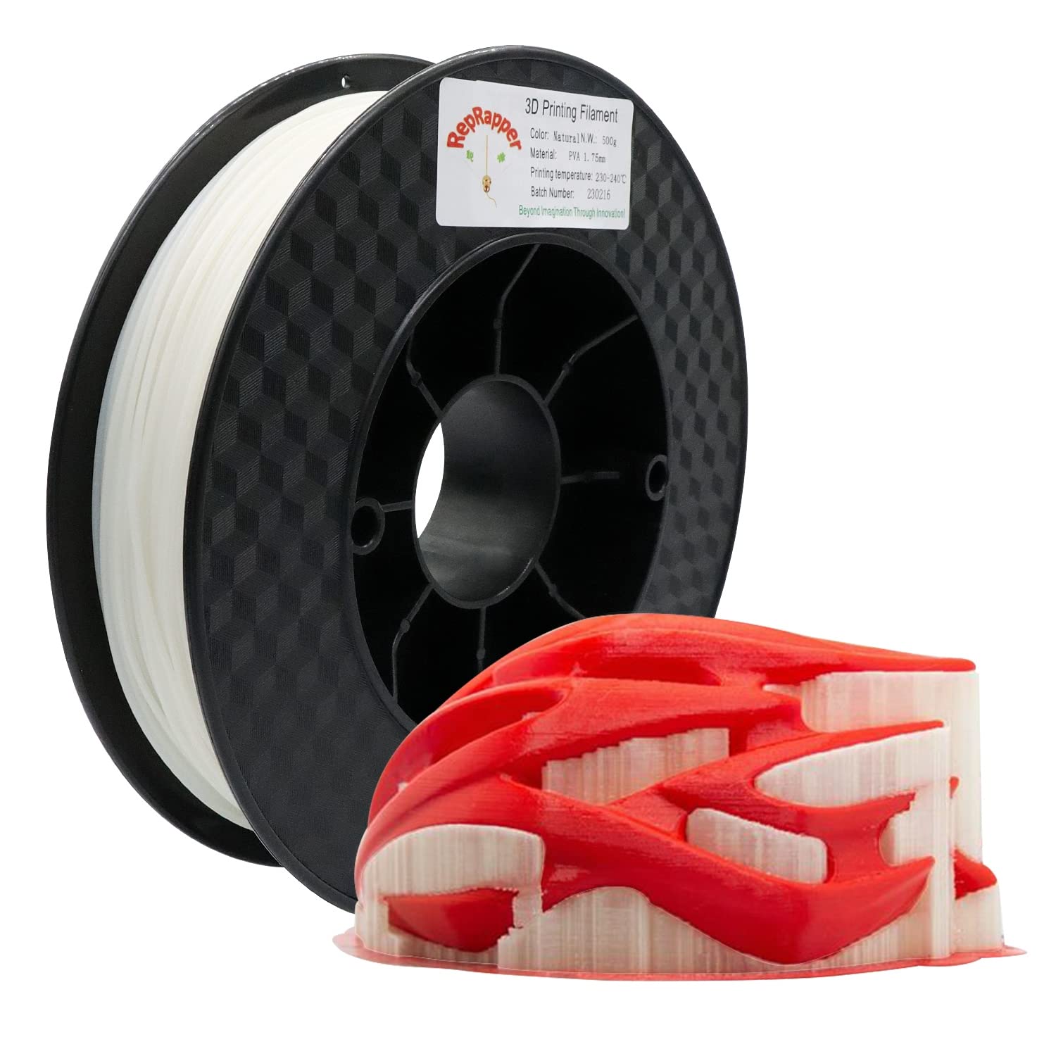 RepRapper PVA Filament for 3D Printer, Water Soluble Filament  Commonly Used as Support Material, Natural Color