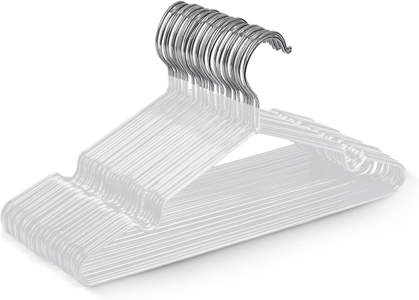 SLEEPHEAD® 100-Pack Non-Slip Stainless Steel Hangers, Metal Hangers， Extra Thick Wire Hangers with Non Slip White Rubber Coating Heavy Duty Pant Skirt Suit Hangers for Coat (100Pack，White)