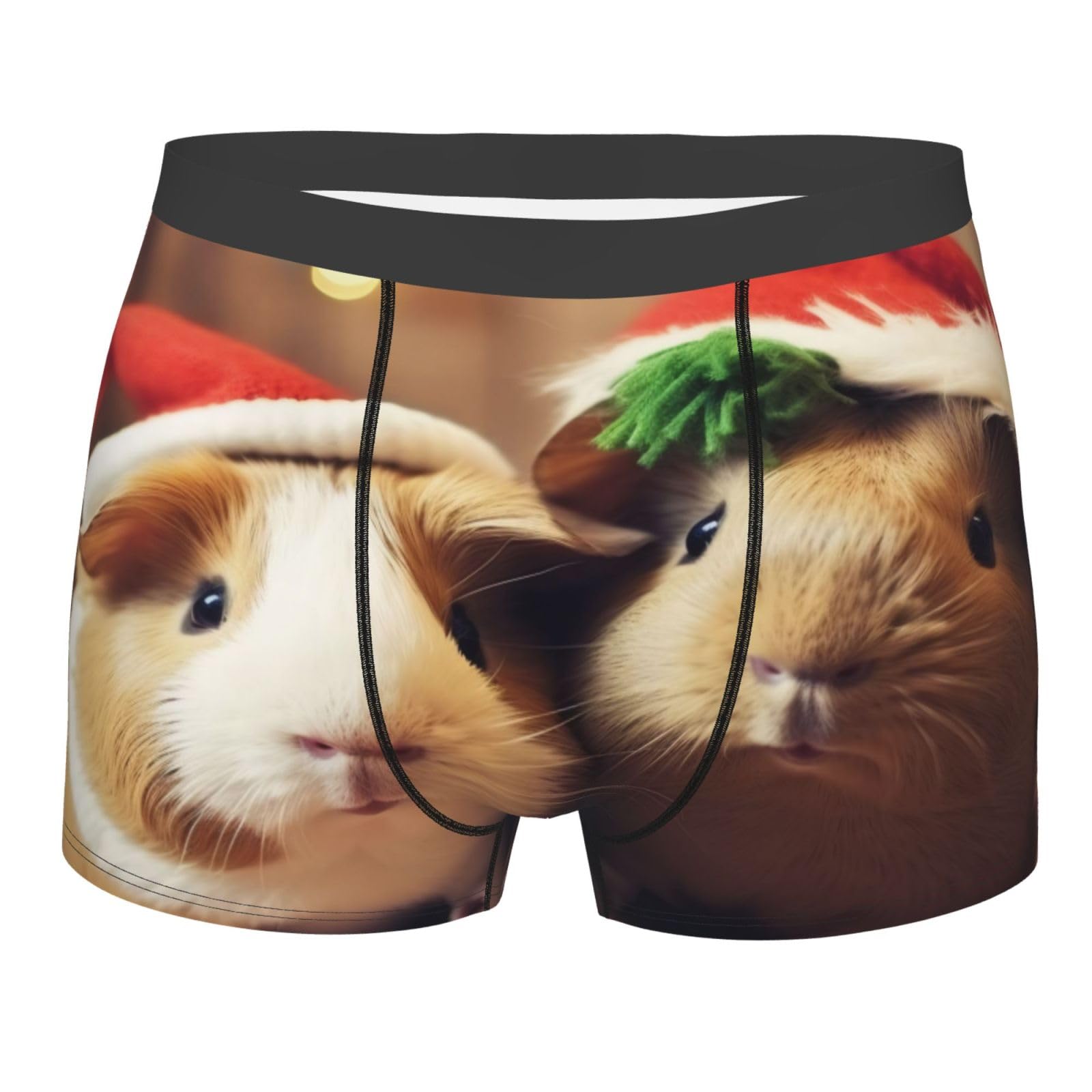 XDHFFJUCK Cute Guinea Pigs Mens Boxers Shorts Classic Style Mens Briefs Hipster Boxers Shorts Four Seasons Boxers Shorts Elastic Waistband Soft Stretchy Boxers Shorts Comfortable Black