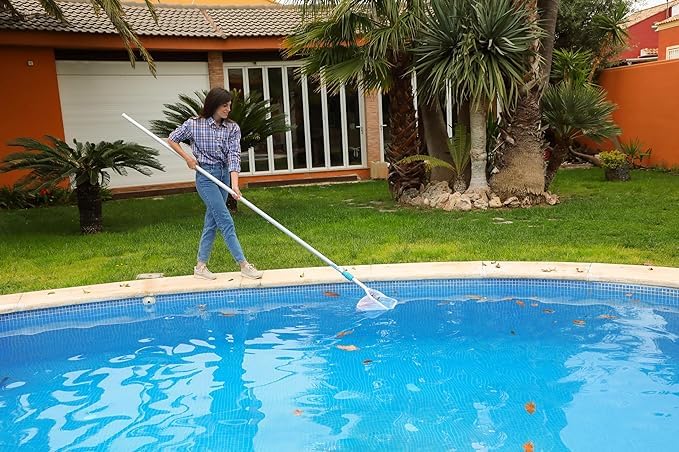 KEEPER Pértiga Telescópica Piscina 3,76 m – Aluminio Extensible de 2 Tramos, Compatible con Clip y Palomilla, Mango para Limpiafondos, Cepillos y Recogehojas, Ligera y Resistente