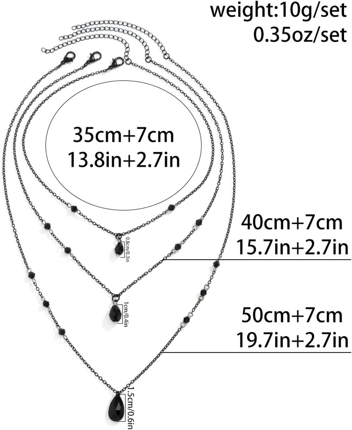 Gothic Blood Drops Necklaces Earrings for Women,Vintage Black Red Crystal Moon Teardrop Necklaces Earrings Set Punk Style Vampire Jewelry Set Goth Mystery Costume Accessories Halloween Prom - Image 6