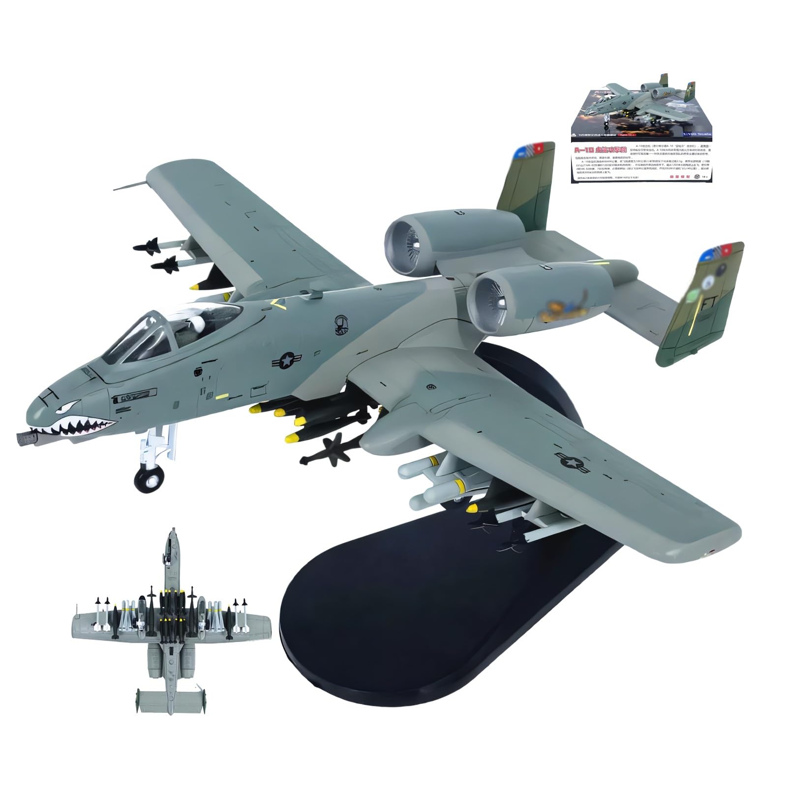 Modello aereo attacco militare in metallo pressofuso preassemblato A-10 in scala 1:100 Replica altamente dettagliata espositori, perfetto come regalo for collezionisti appassionati aviazione