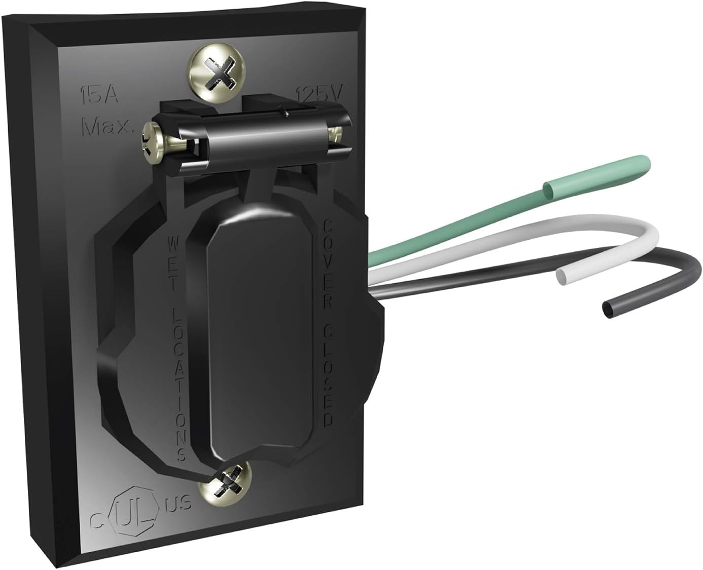 Solus SCO-338 120V Grounded Outdoor Convenience Outlet for Lamp Posts & Poles, UL Listed, Weather-Resistant with Protective Cover (Black, Single)
