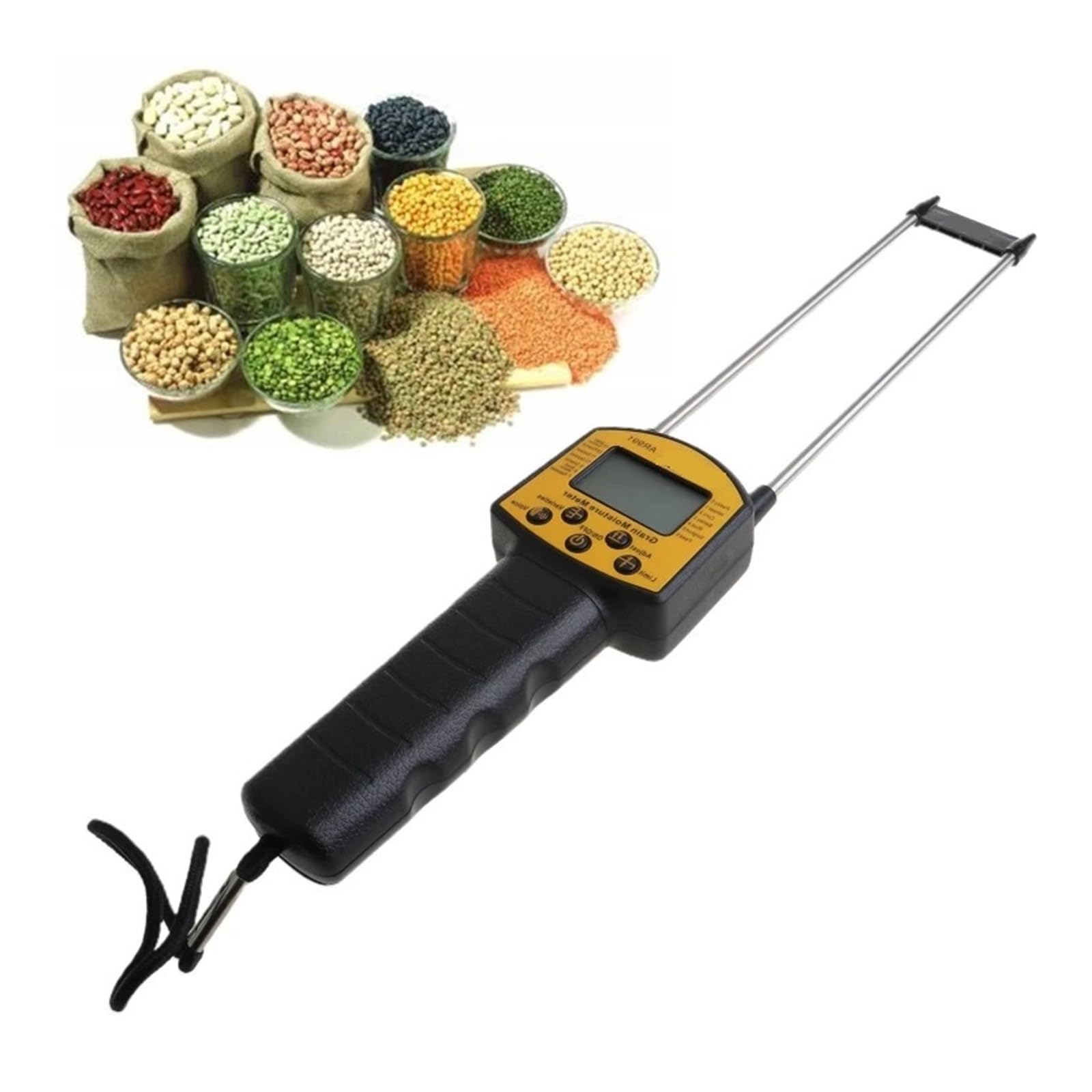 Getreidefeuchtemessgerät, LCD-Digitalanzeige mit Sonde for Mais, Weizen, Reis, Bohnen, Weizenmehl, Futter, Raps Genau