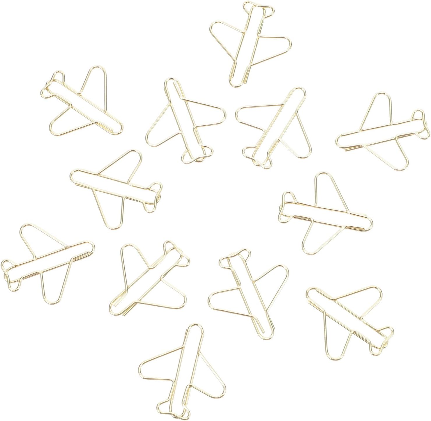 100pcs Airplane Shaped Metal Paper Clips in Golden Finish