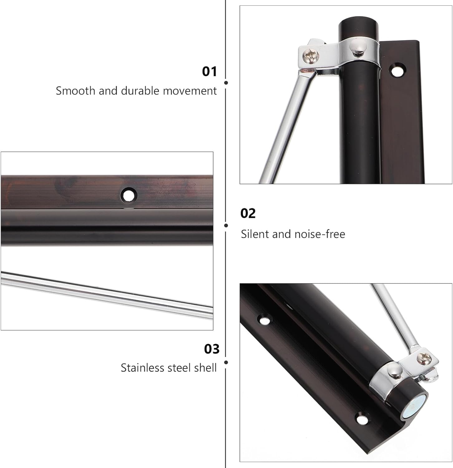 2pcs Heavy Duty Automatic Door Closer with Speed Safety Spring Buffer for Metal Wood Fire Doors Self-Closing Hinge for Home and Office