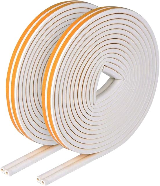 QincLing Weather Strip Tape 12 Meters Self Adhesive Door Seal Strip Rubber Seal Foam Strip Draught Excluder Tape Soundproofing Avoidance Rubber Weatherstrip For Doors Windows Insulation Strip2 PACK