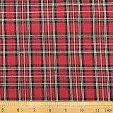 Red Christmas Plaid Fabric 4oz for Festive Craft Patchwork Quilting Homespun Holiday Decor Cotton Plain Width 57 Inch (1 Yard pre Cut)