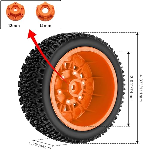 Miniatura 10 de GLOBACT Ruedas y neumáticos hexagonales RC de 0.472 in0.551 in para camiones RC 110 Slash 2WD 4×4 Arrma Senton Axial Losi Redcat Rc4wd Hex Reemplazo