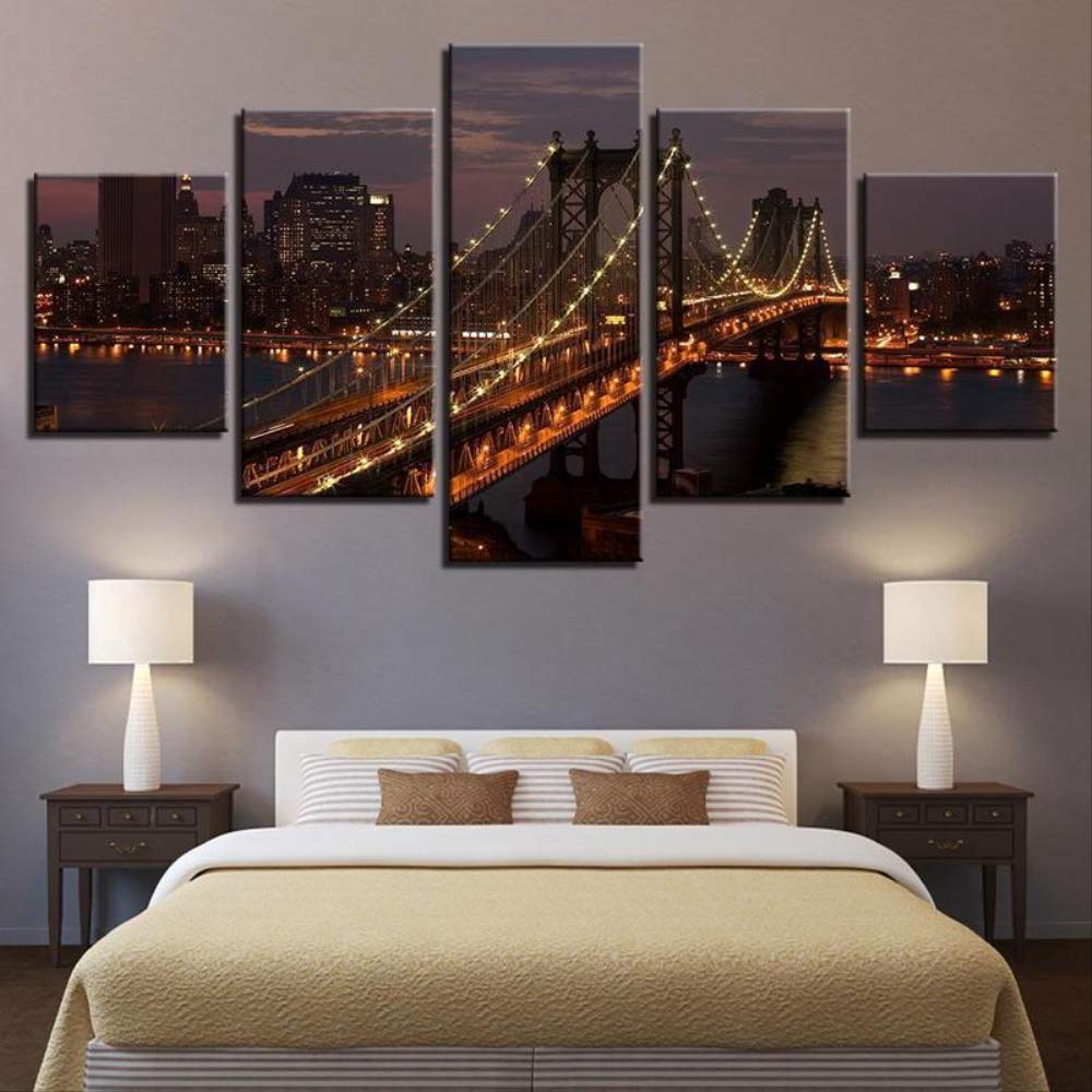 Cuadro de lienzo de Nueva York en 5 piezas para decoración elegante de dormitorios