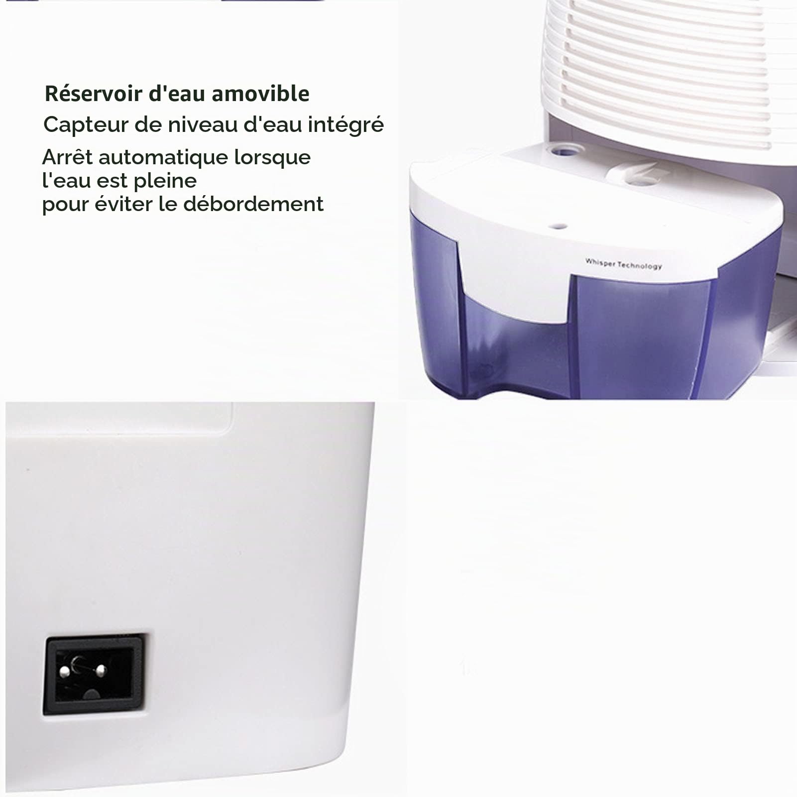 Déshumidificateur Électrique, Mini Déshumidificateur USB Portable Silencieux avec Réservoir Amovible pour Chambre à Coucher, Maison et Bureau