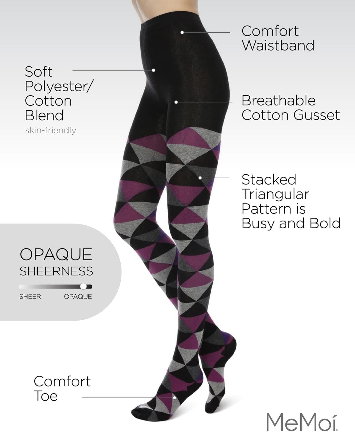 MeMoi Triangular Cotton Blend Sweater Tights - Image 3
