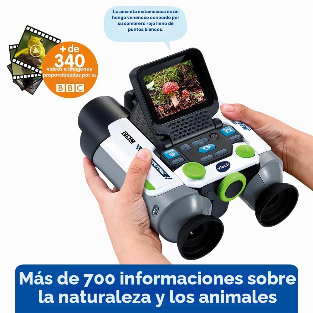 VTech Genius XL - Prismáticos de vídeo interactivos, binoculares Infantiles de 10 x 21 con Pantalla a Color, Fotos y Videos de la BBC, Juguete científico Educativo, Regalo para niños a Partir de 5