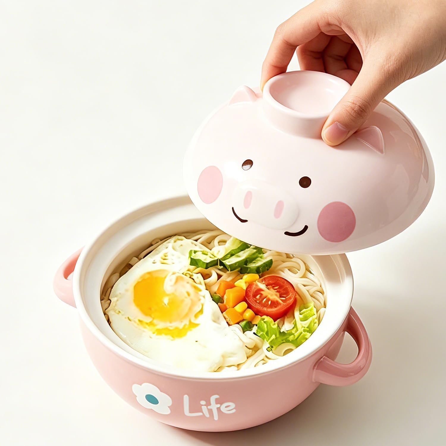 Ceramic Ramen Bowl, Microwaveable Ramen Noodle Bowl with Lid
