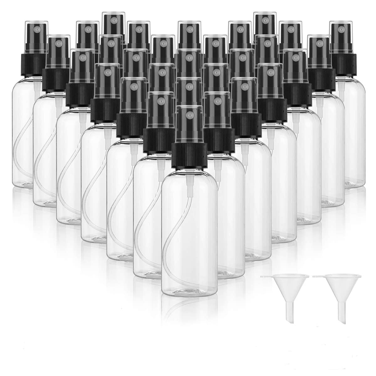 Spray Bottles, Fine Mist Mini Clear Spray Bottles with Pump Spray Cap - for Essential Oils, Cosmetic Liquid, Travel, Perfumes - Refillable & Reusable Empty Plastic Bottles Travel Bottle 30 Pack 2 oz