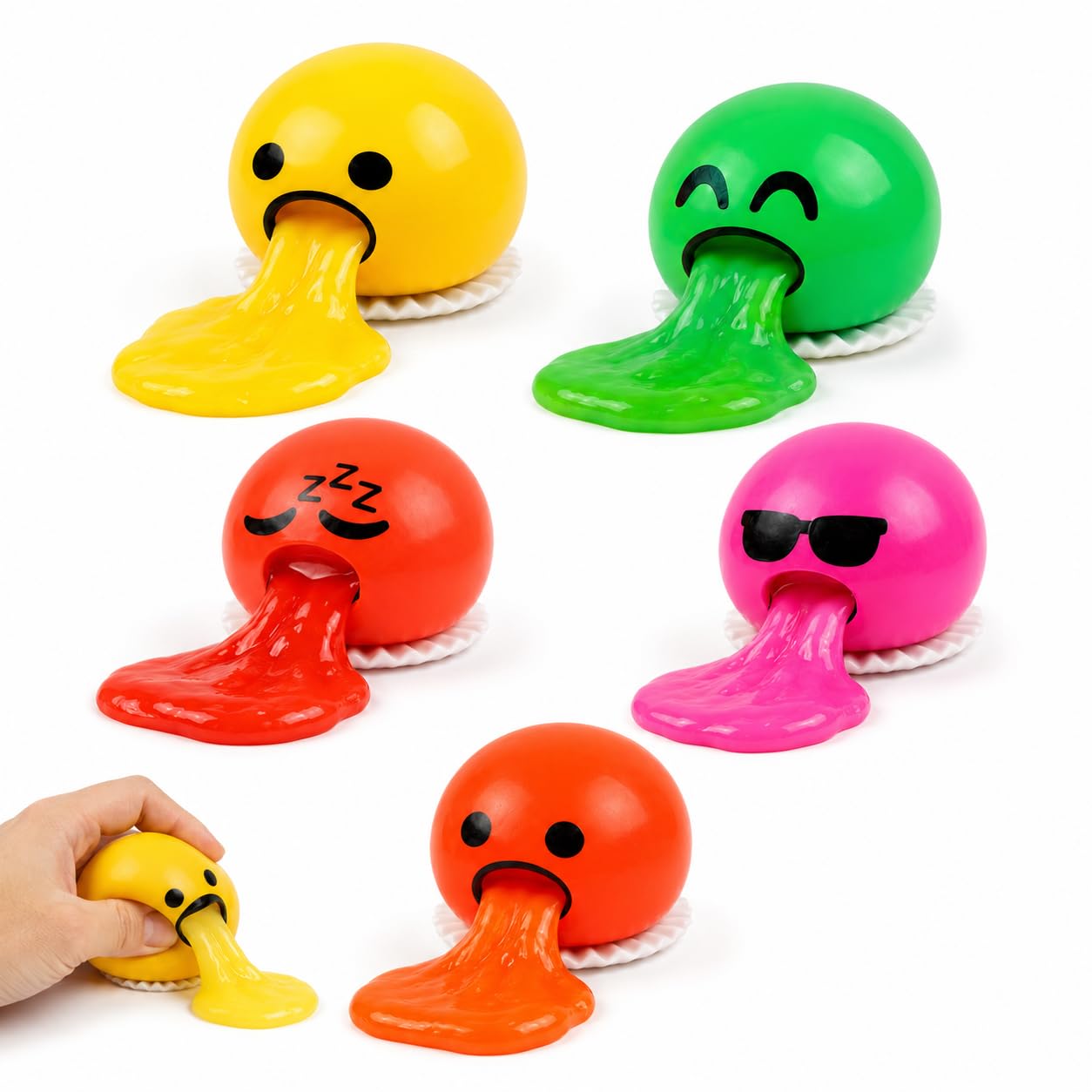 5Pcs Puking Ball Squishy Set for Hand Exercise