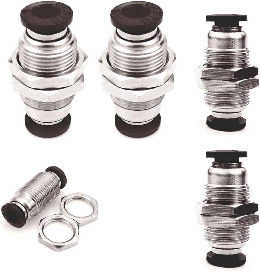 Beduan Pneumatic Plastic Bulkhead Union Fitting 8mm Tube OD x 8mm Tube OD Push to Connect Air Fitting (Pack of 5)