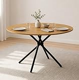 Diseño y estilo: esta mesa de comedor redonda en estilo rústico moderno le da a su hogar una elegancia intemporal. La mesa en aspecto de roble armoniza perfectamente con las patas negras y la convierte en la mesa de comedor escandinava ideal para cualquier interior