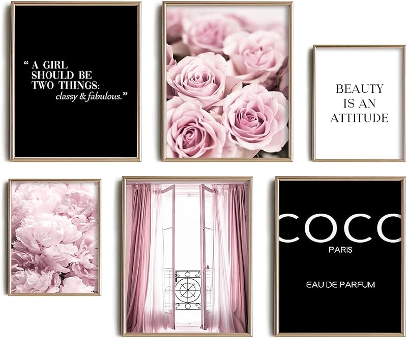 Motivational Quotes Wall Art, Glam Pink Designer Pictures