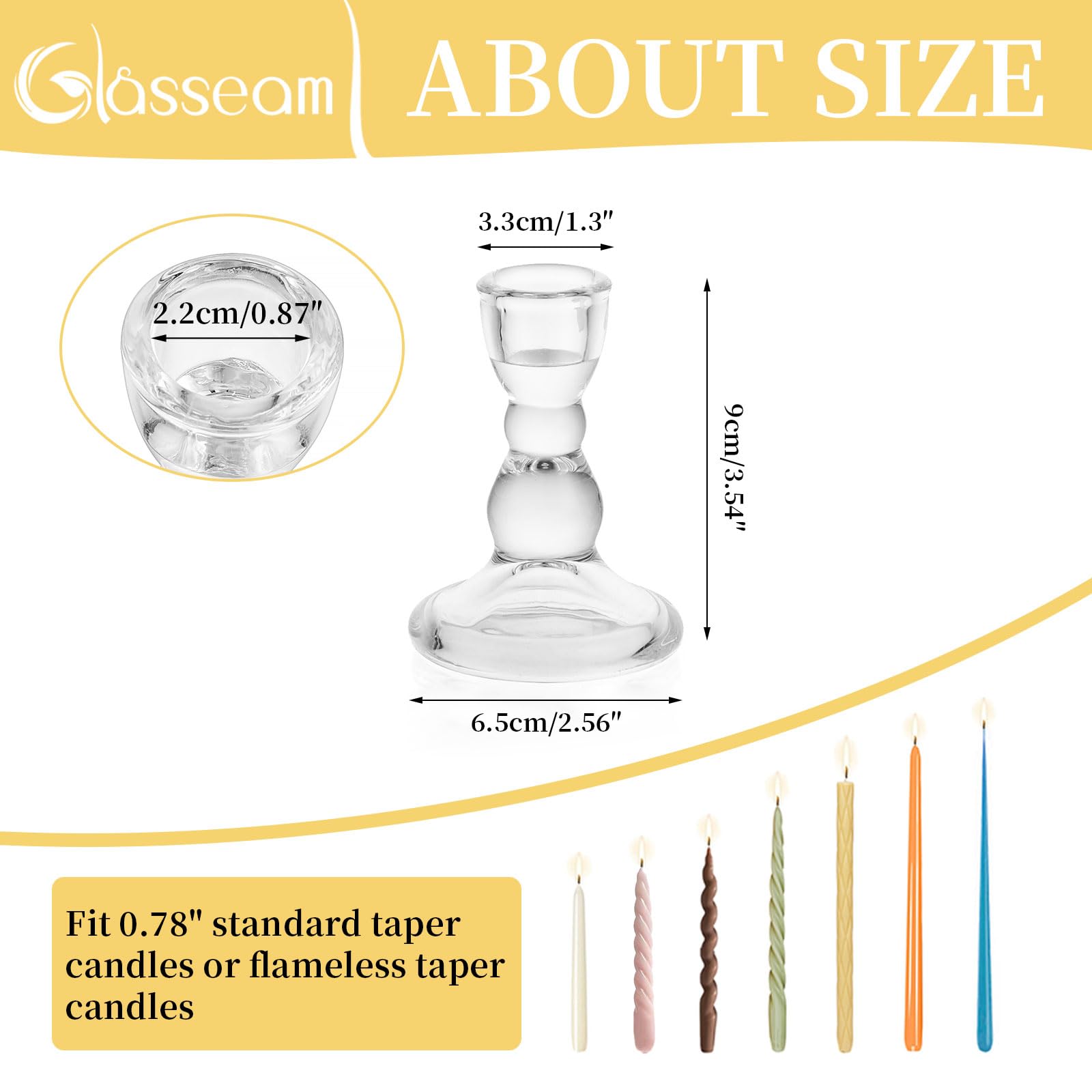Portavelas de Cristal para candelabros, Juego de 10 portavelas Transparentes for Velas Decorativas navideñas(20)