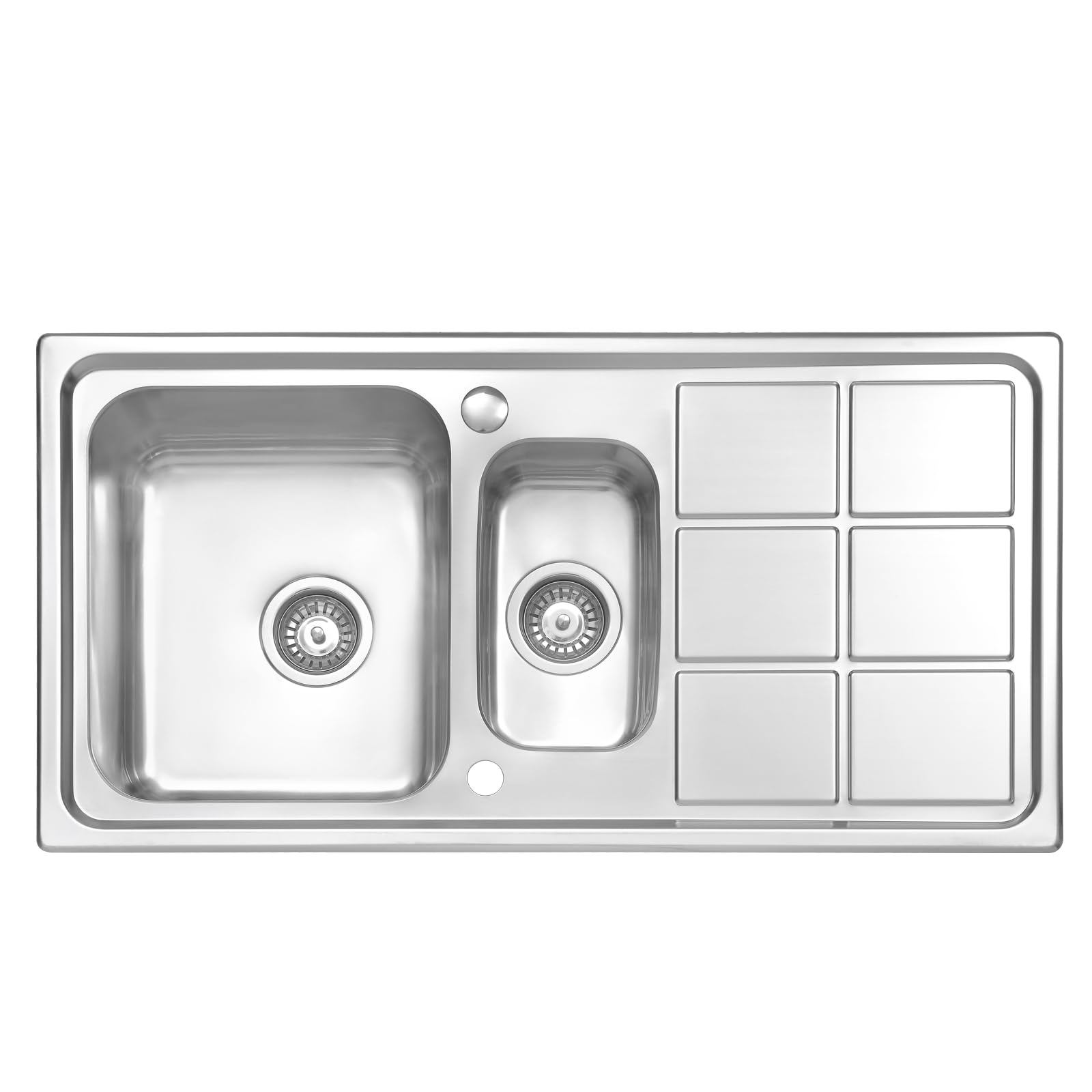 JASSFERRY Brilliant Stainless Steel Kitchen Sink 1.5 One Half Square Bowl Rome Design Rectangle Drainer with Strainer Waste, 970 X 500 mm