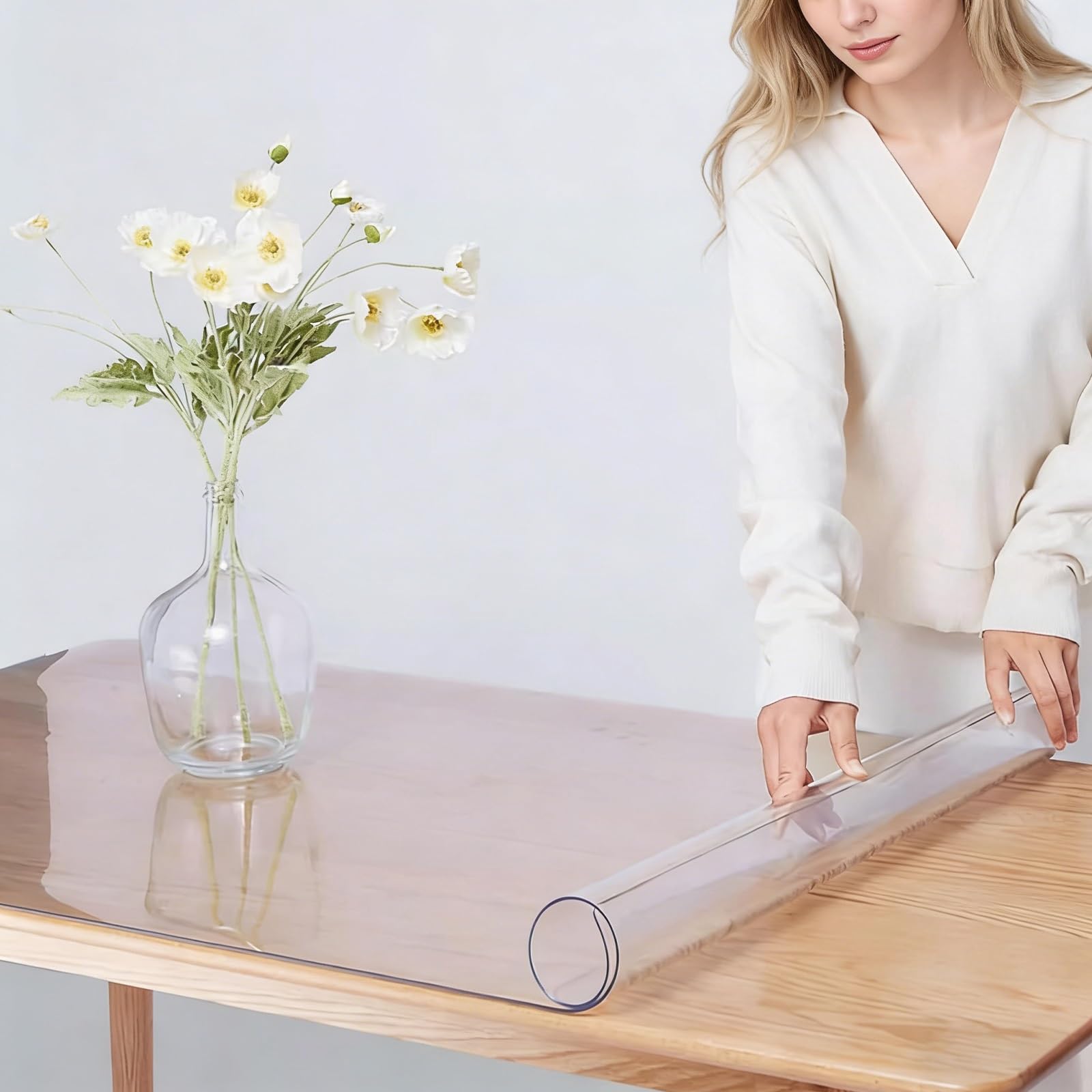 Generisch Schreibtischunterlage Transparent 30 * 200cm Wasserdicht rutschfest Runde Kanten Schreibunterlage, PVC-transparente schützende Schreibtischunterlage für Büro Zuhause und Schule(150cm*150cm)