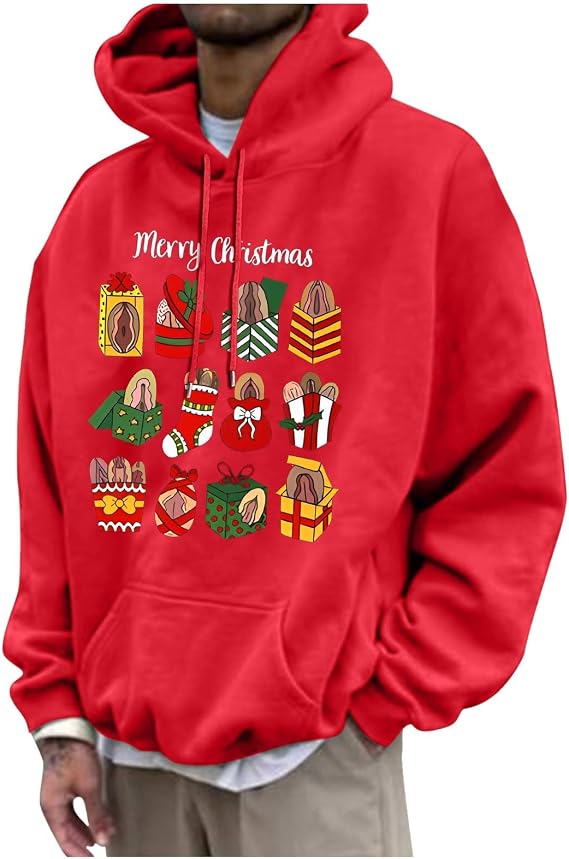 Weihnachtspullover Herren Hässlich Hoodie, Bedruckter