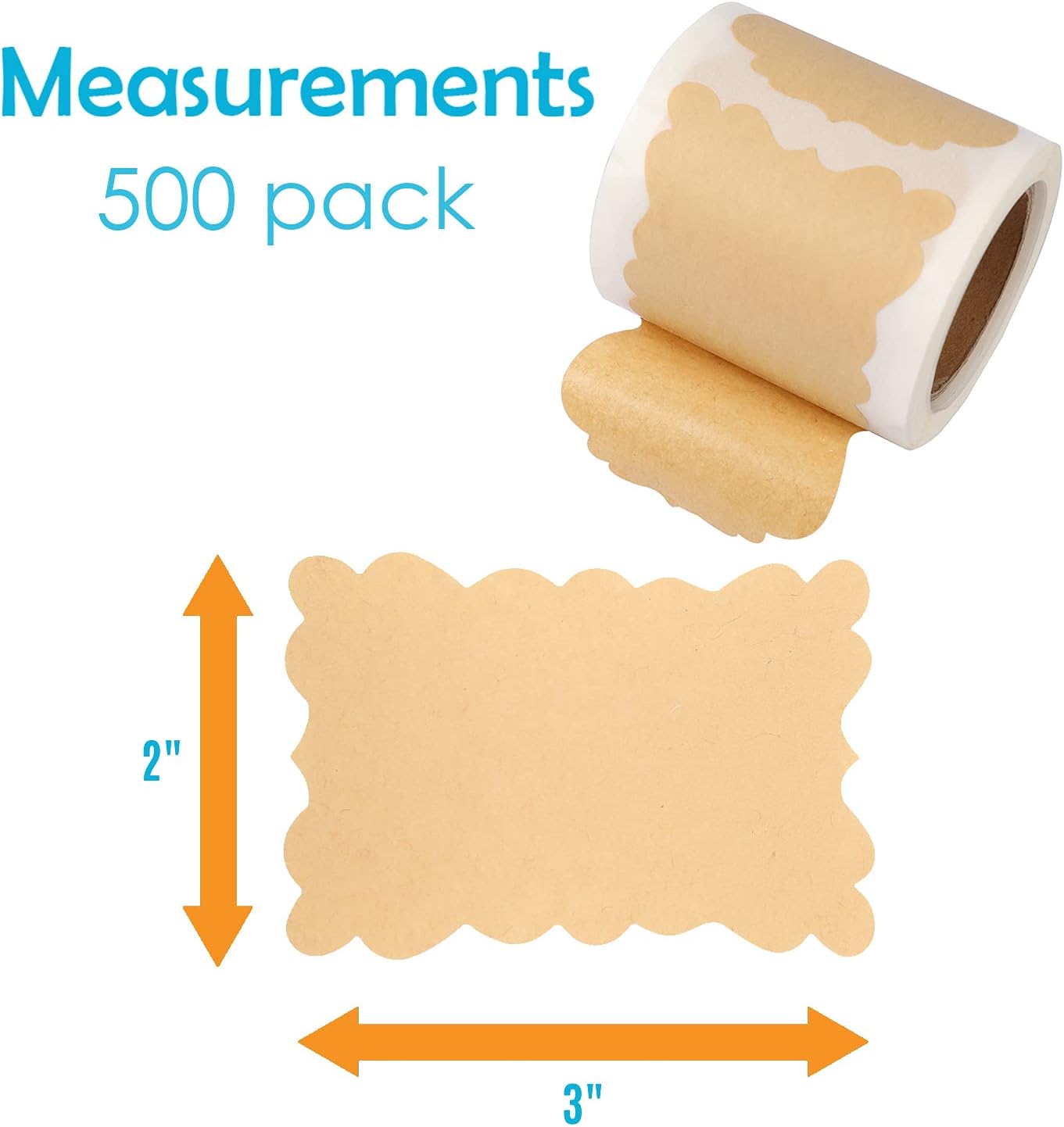 Houseables Canning Labels, Write On Stickers, 2” x 3”, 500 Pk, Brown, Kraft Paper, Self-Adhesive, Blank Sticker, Peel & Stick, Gift Label, All Purpose, Product, Labeling, Candle, Mason Jar, Presents : Everything Else