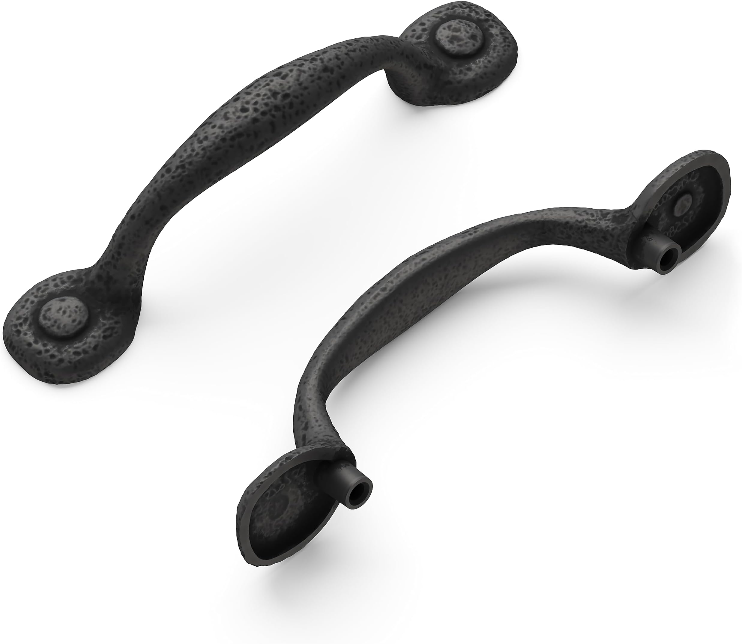 Hickory Hardware 10 Pack Solid Core Kitchen Cabinet Pulls, Luxury Cabinet Handles, Hardware for Doors & Dresser Drawers, 3 Inch Hole Center, Black Iron, Refined Rustic Collection