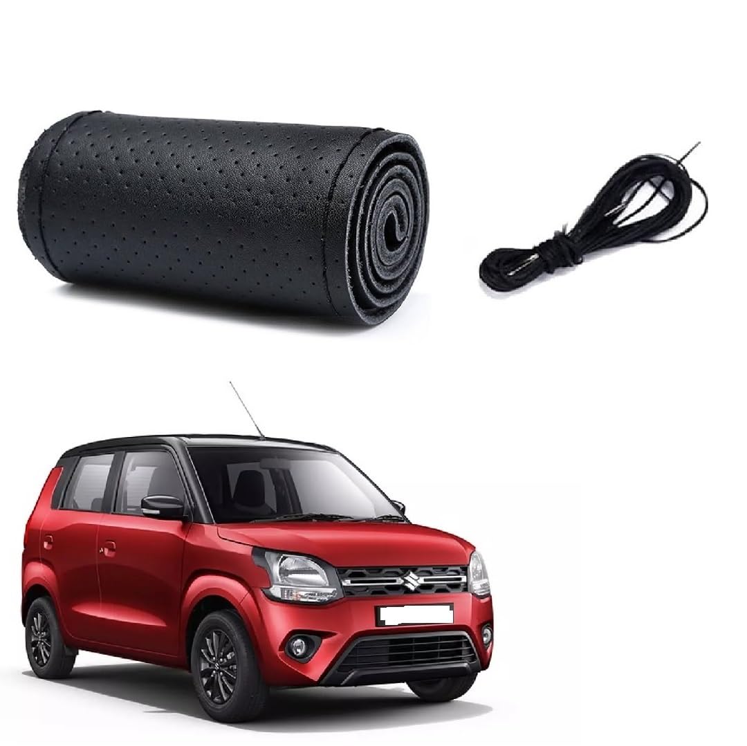 Stylish Car Steering Cover (Black Color) Soft Artificial Leather Braid Suitable for Maruti Suzuki Wagon-r Type-4-image-23