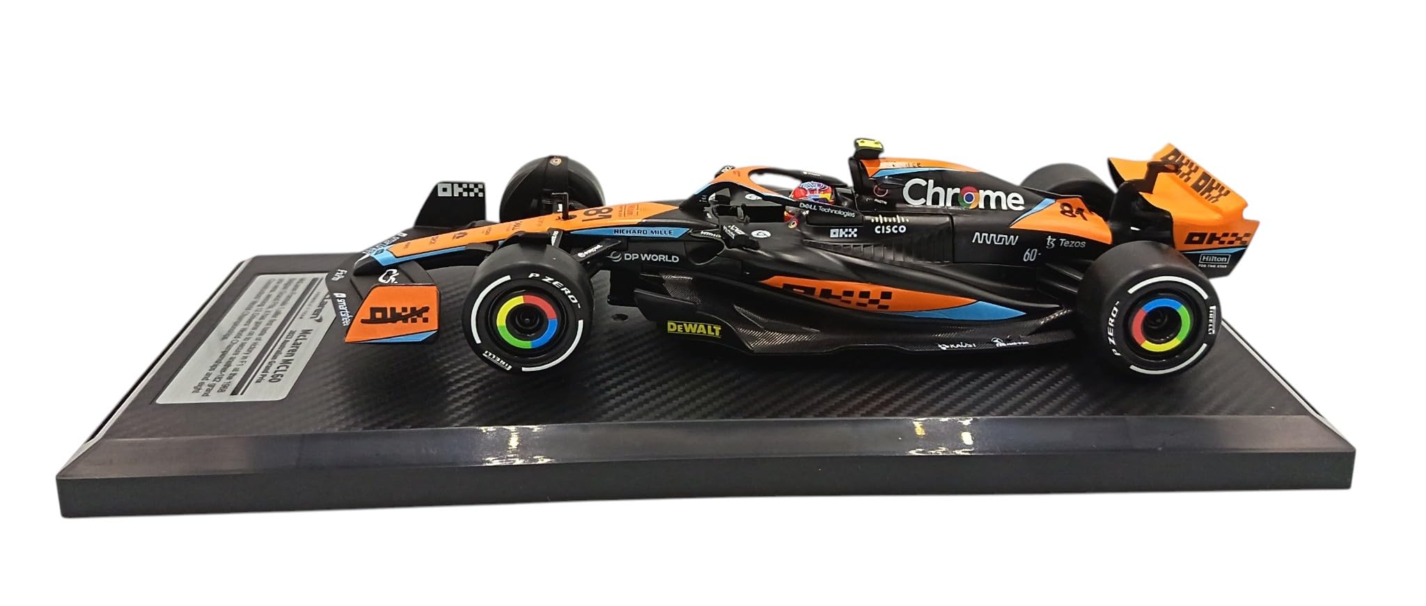 OPO 10 Coche de Fórmula 1 a Escala 1:24 con Casco de piloto, Compatible con McLaren MCL60 Piastri #81 2023 Gran Premio de Australia (8.º Puesto) - CCA 81-68290