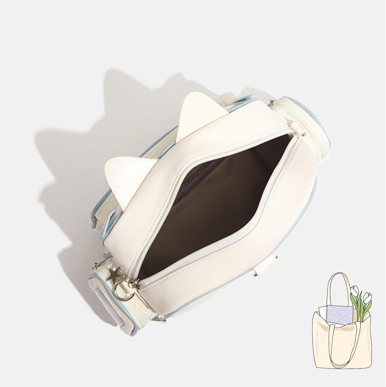 Ita Bag Kawaii Cat Backpack with Adjustable Straps, Large Capacity, Ideal for Daily Use, Cute Bag (Beige)
