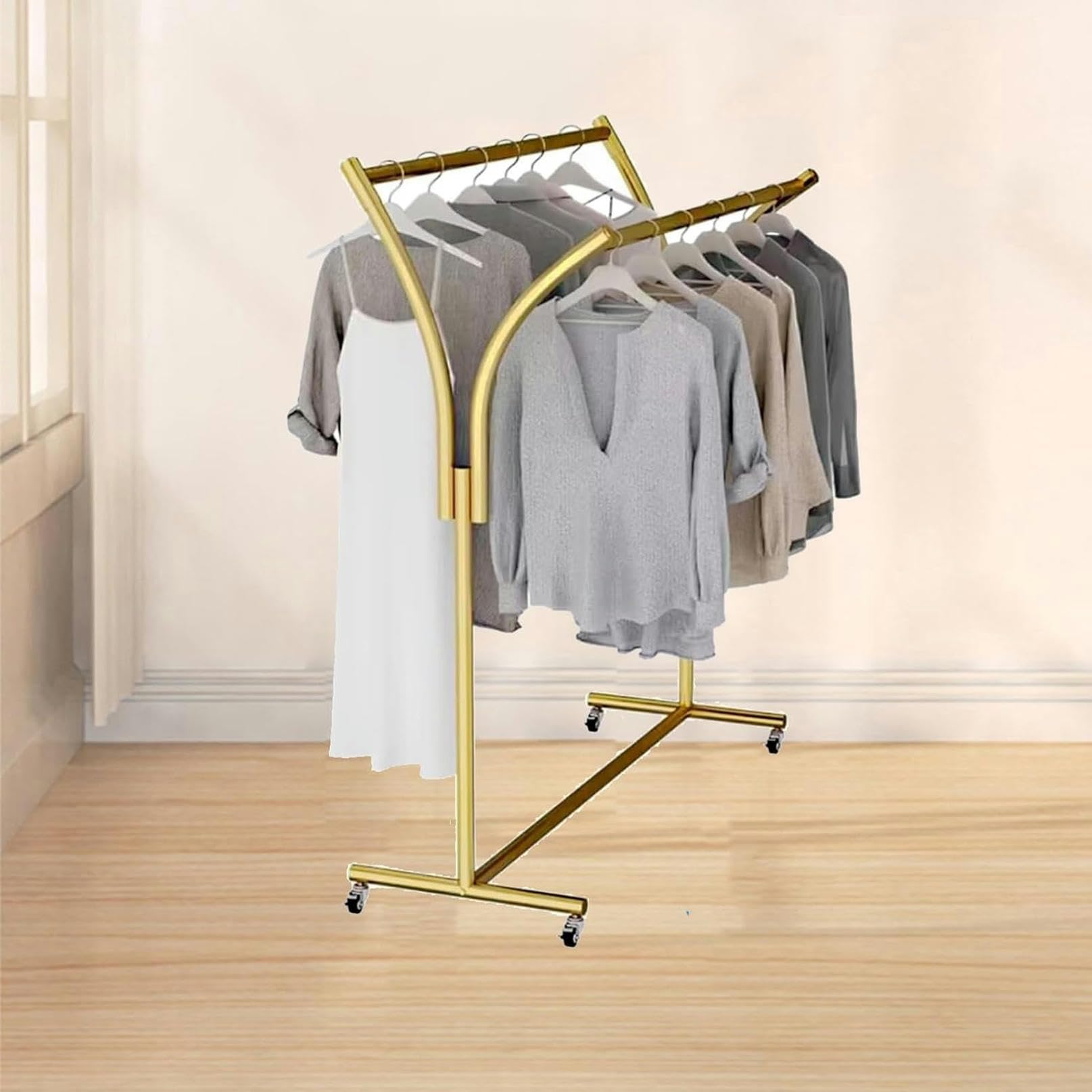 Porte-manteau à double poteau pour organiser la chambre à coucher moderne