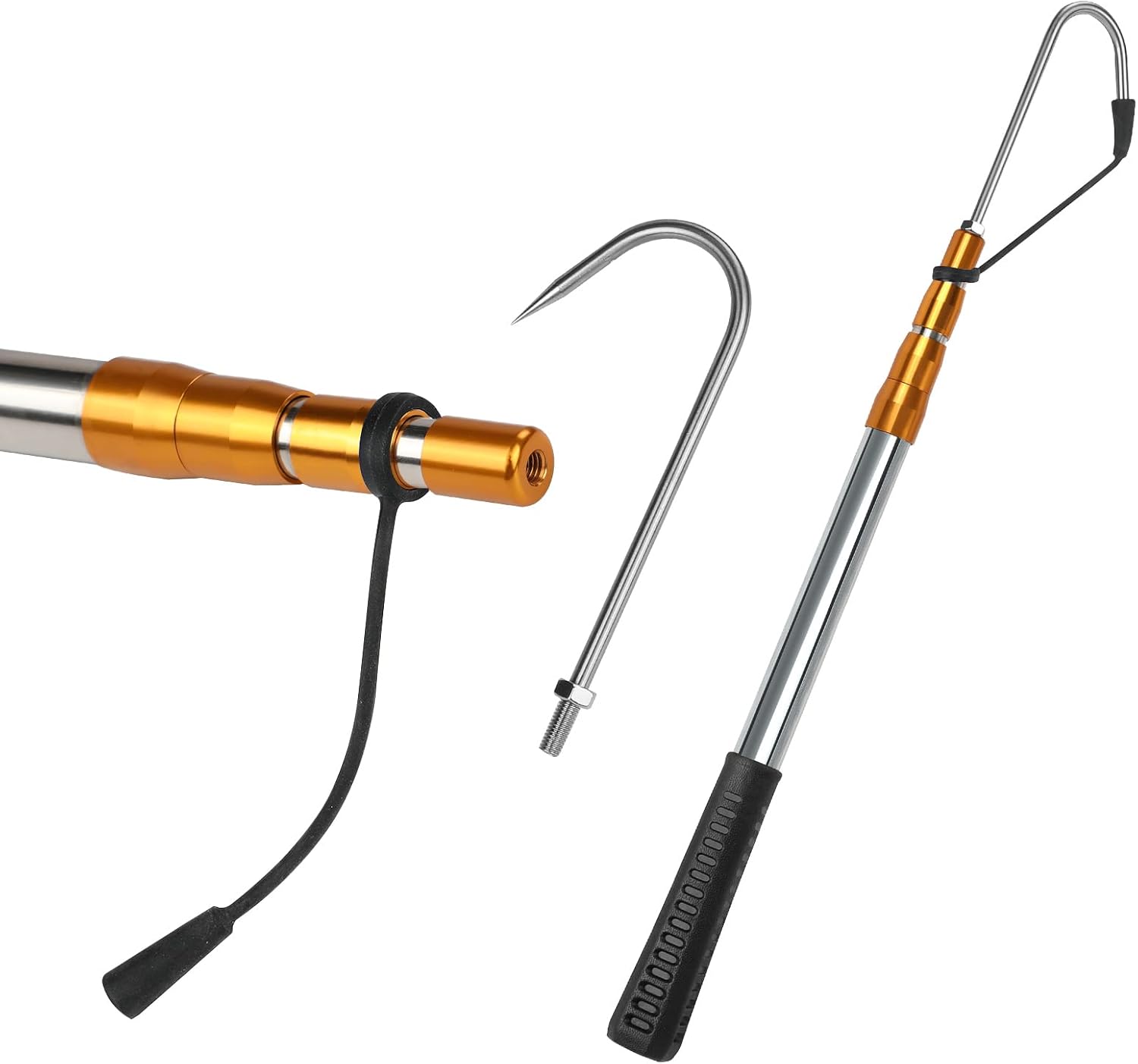 KOMCLUB Telescopic Lightweight Fishing Gaff with Super Sharp Spear Hook | Hand Fish Gaff for Freshwater Saltwater Fishing