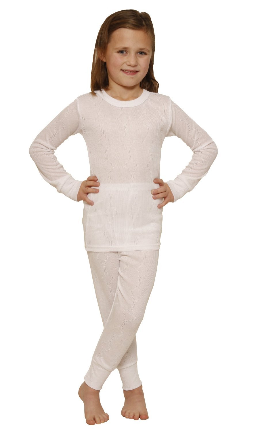 Octave Girls White Octave® Thermal Underwear Set : Long Sleeved Vest & Long Pants [3/5 Years, ]