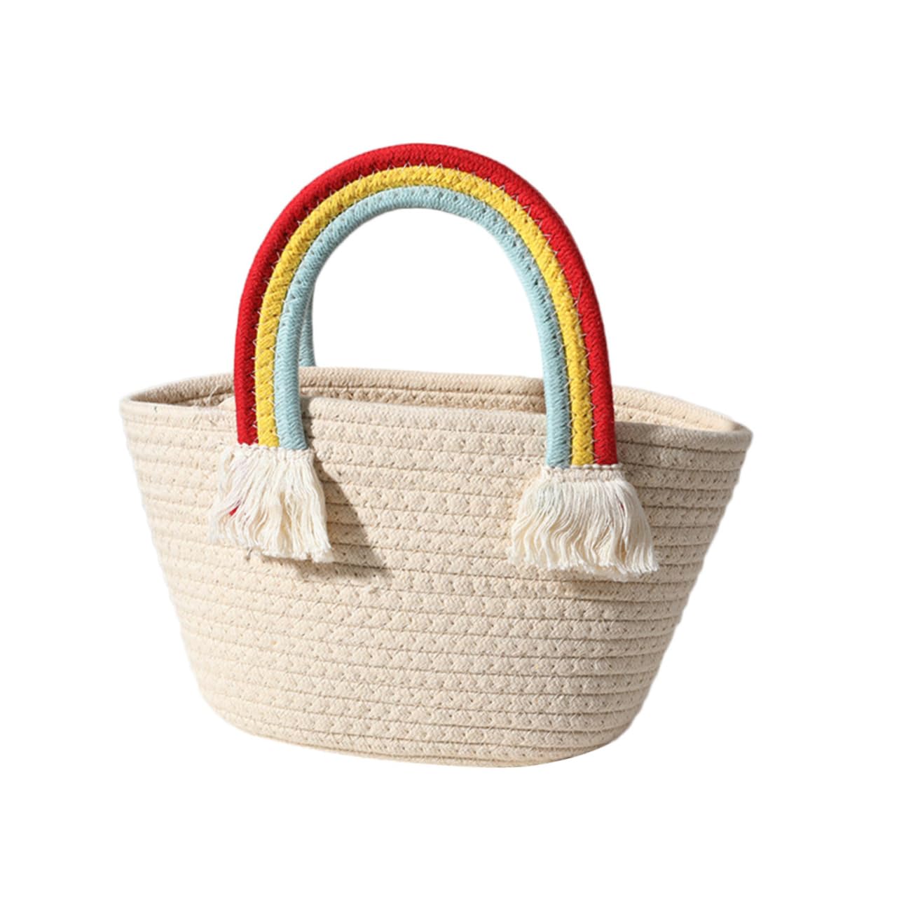 Holibanna Paquete de nubes arcoíris bolso de mano tejido monedero de largo bolsos bolso de vacaciones niña bolso de playa lindo Bolso tejido bolsa al aire libre bolsa de playa Balneario