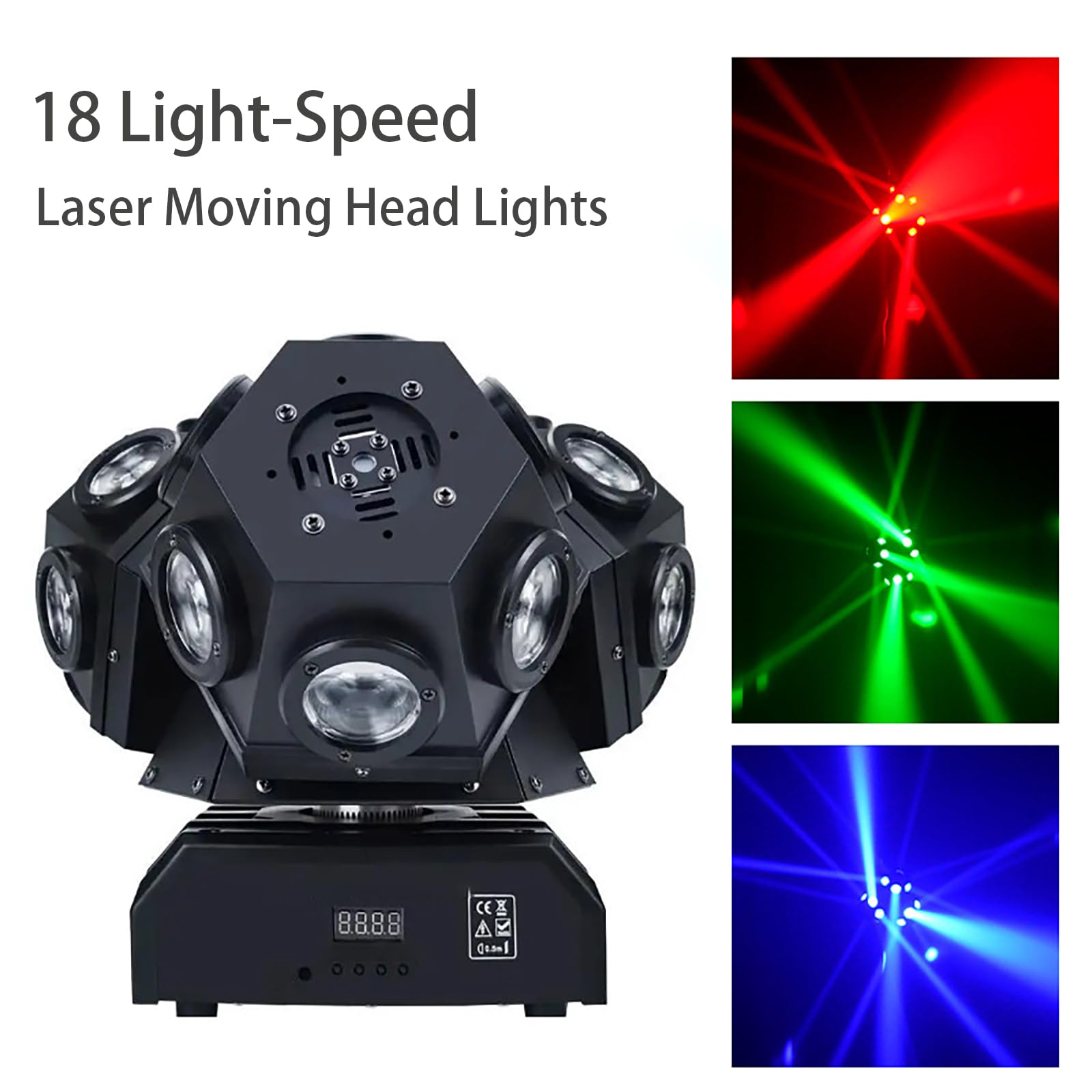 Mini Faretto Muovente da Palco, 18x10W LED Quad RGBW con Effetti di Pattern Rotante a 3 Bracci, Laser Strobo Attivato per KTV DJ Disco Matrimonio Festa Club Bar Spettacolo di Danza