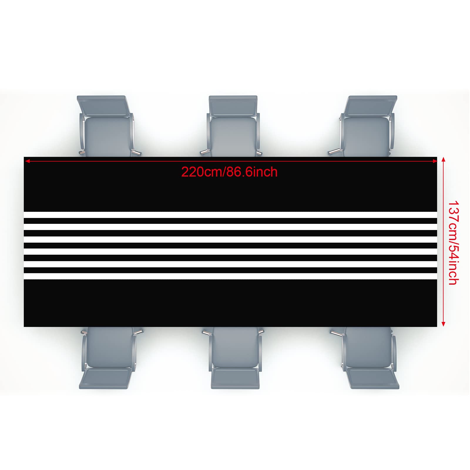 Remagr 3 Pieces Black and White Striped Tablecloth Party Decorations 86 x 54 Inch Disposable Plastic Table Cover Rectangle for Birthday, Wedding, Reception, Picnic, Bridal Showers Modern(3 Pieces)