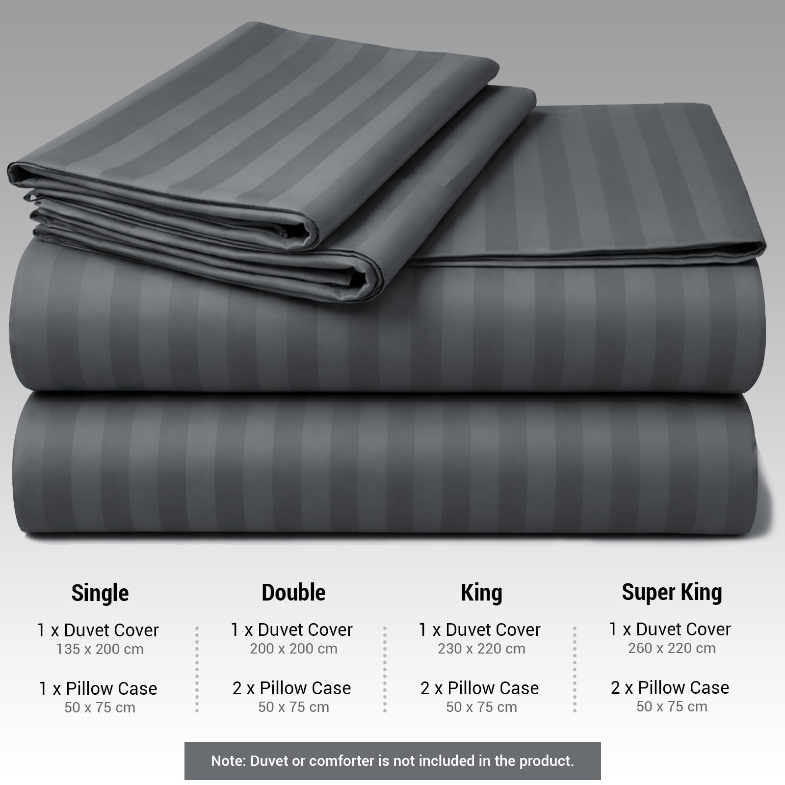Pamposh Satin Stripe Double Duvet Set Pack of 4, Premium Hotel Quality Quilt Cover Bedding Sets - Image 8