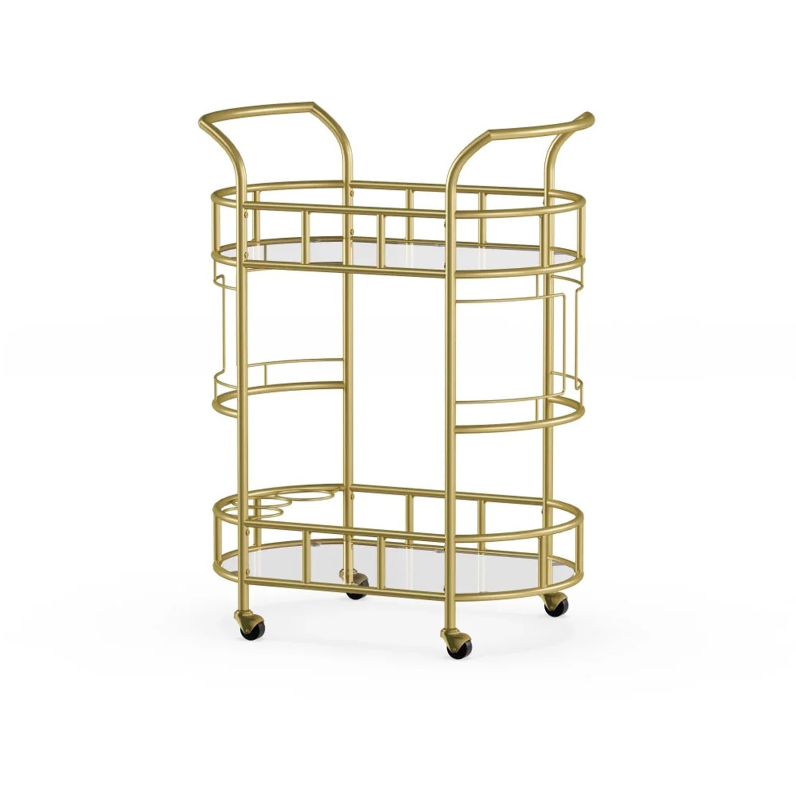 utility cart Bar Cart with Matte Gold Metal Finish, 2-Tiers Kitchen Island Table,Serving Trolley for Dining Room Carts Stands