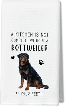 WwongxianB Rottweiler Kitchen Towels Decorative, Funny Tea Towel Hand Towels Highly Absorbent Dish Cloths 16x24 Inches, Bathroom Dining Room Decor, Dog Lovers Rottweiler Gifts -09