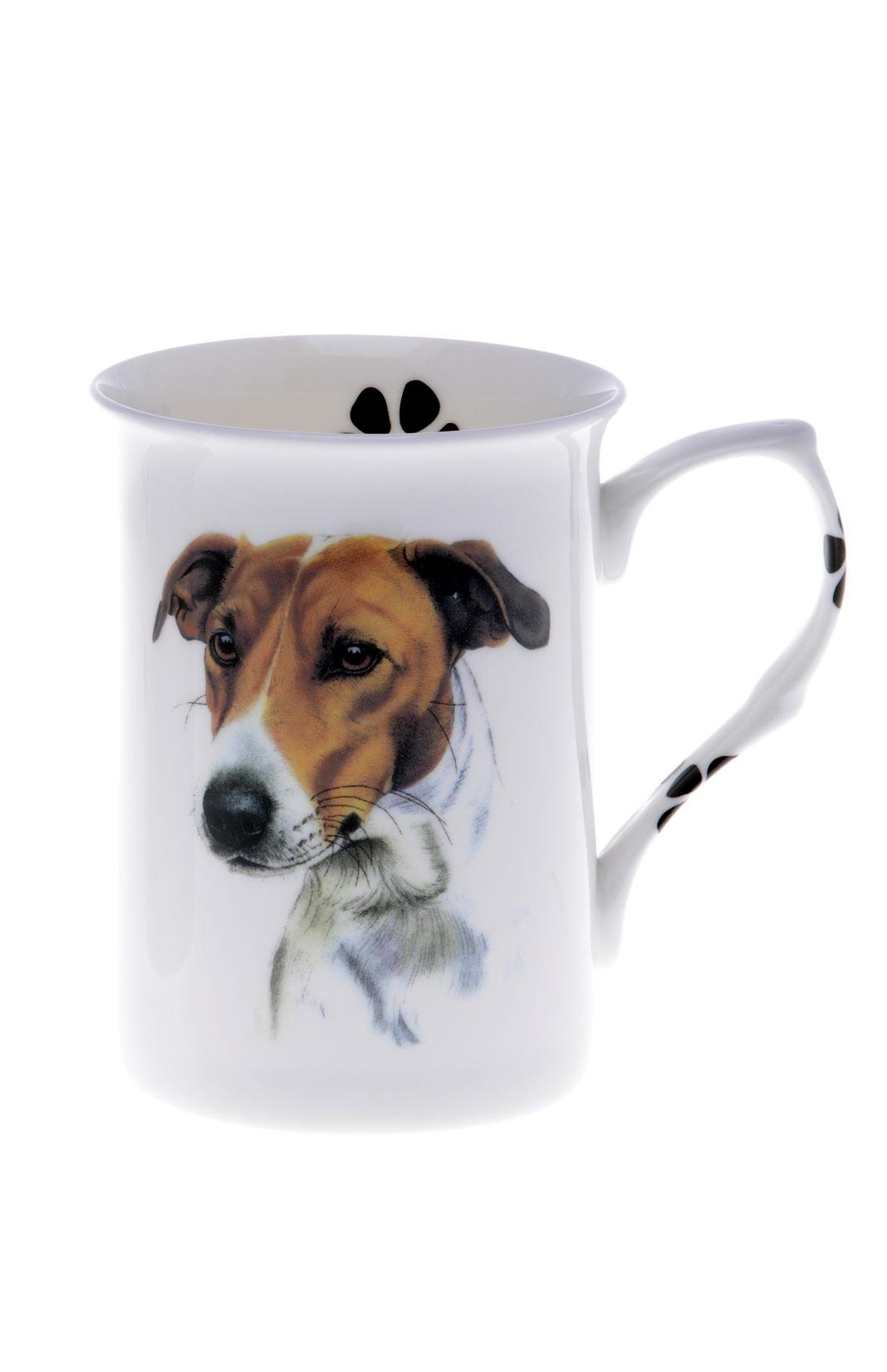 Hand Decorated- Kirsty Jayne China Ltd. Brown (Bb35) Single Bone China Beaker/ Mug/Cup Jack Russell Terrier Hand Decorated Kirsty Jayne China